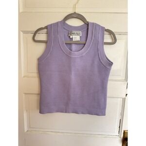 Carlisle Women's Lilac Silk Blend Tank Top VTG Large Ribbed Career Modest Spring